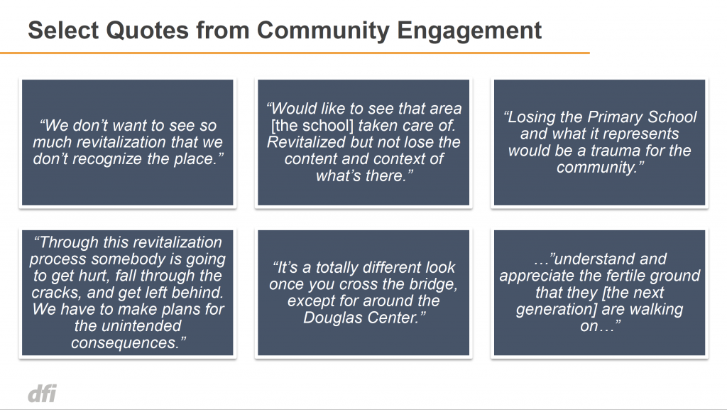 A powerpoint slide from DFI's work with the West Southen Pines neighborhood
